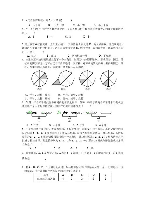 七年级上册数学竞赛题 附答案(推荐文档)