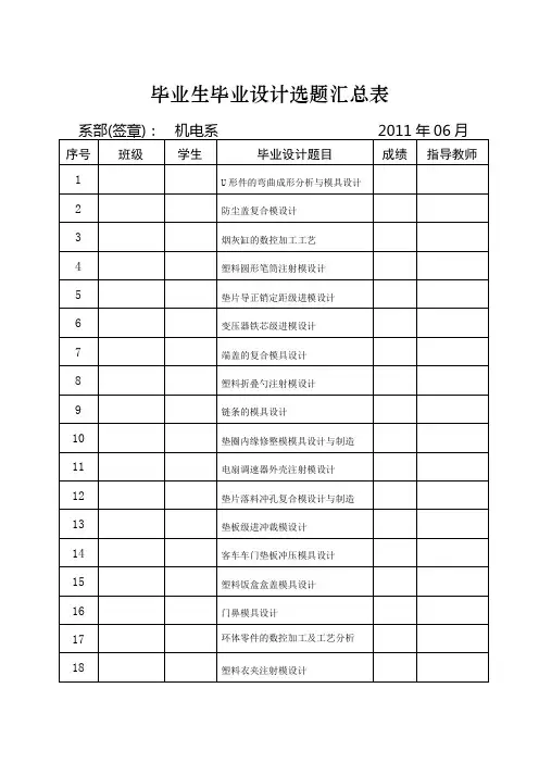 模具毕业设计题库[1]