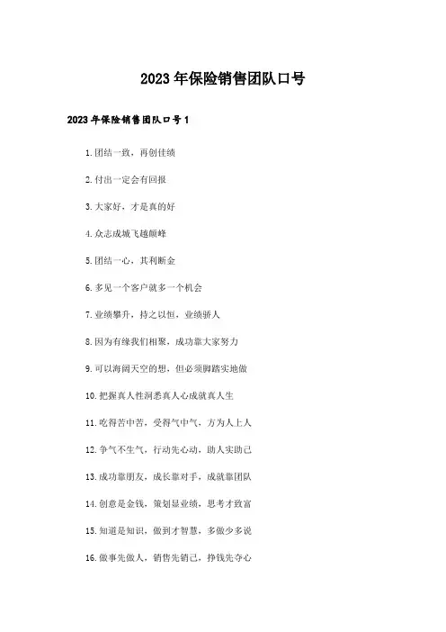2023年保险销售团队口号_2