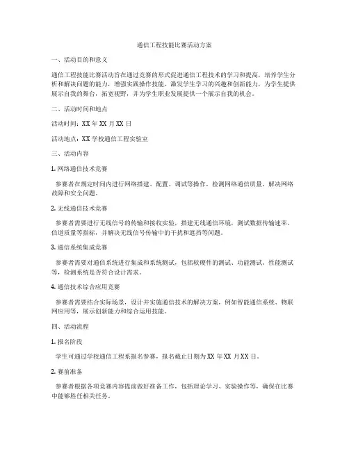 通信工程技能比赛活动方案