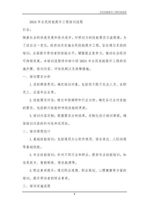 2024年全民技能提升工程培训流程