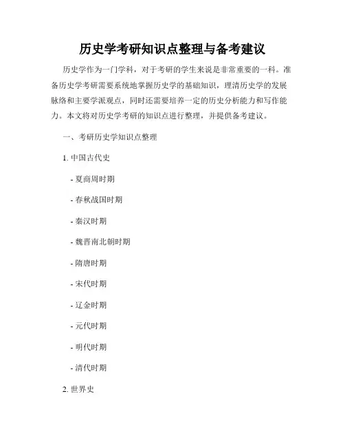 历史学考研知识点整理与备考建议