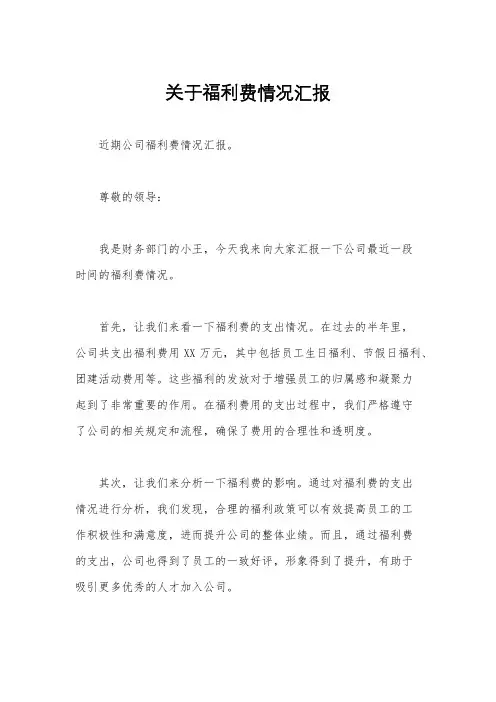 关于福利费情况汇报
