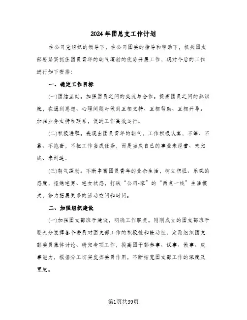 2024年团总支工作计划(九篇)
