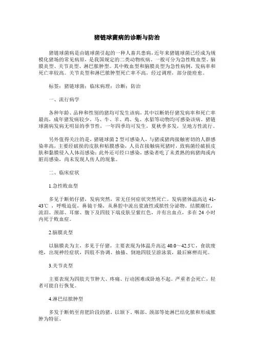 猪链球菌病的诊断与防治