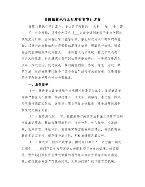 县级预算执行及财政收支审计方案(二篇)