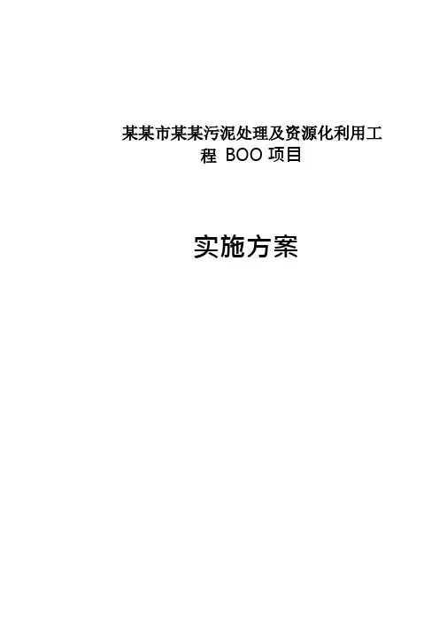 某某市污泥处理及资源化利用工程BOO项目实施方案(报批稿)