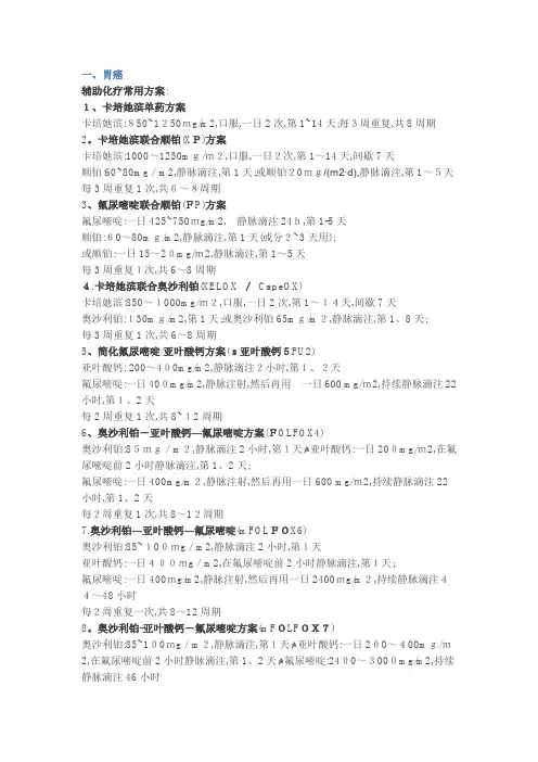 常用化疗药方案
