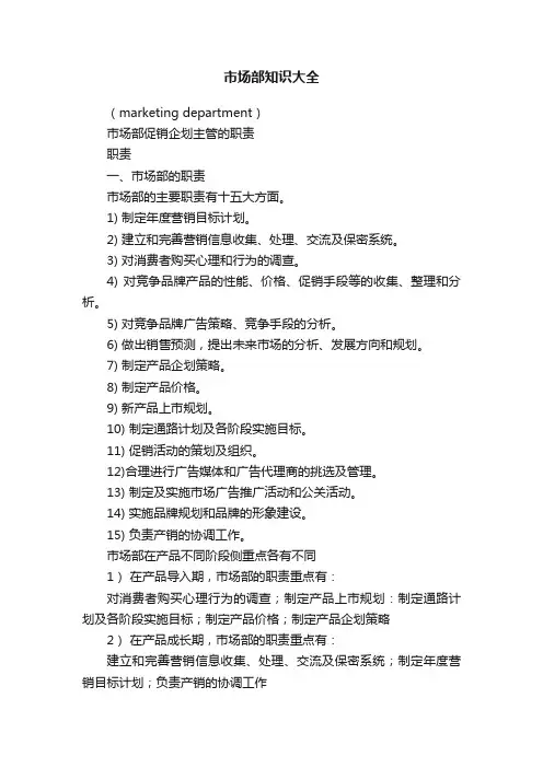 市场部知识大全