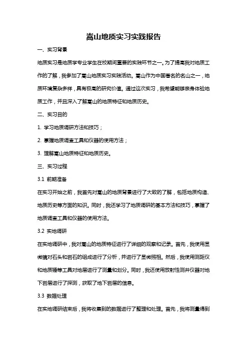 嵩山地质实习实践报告