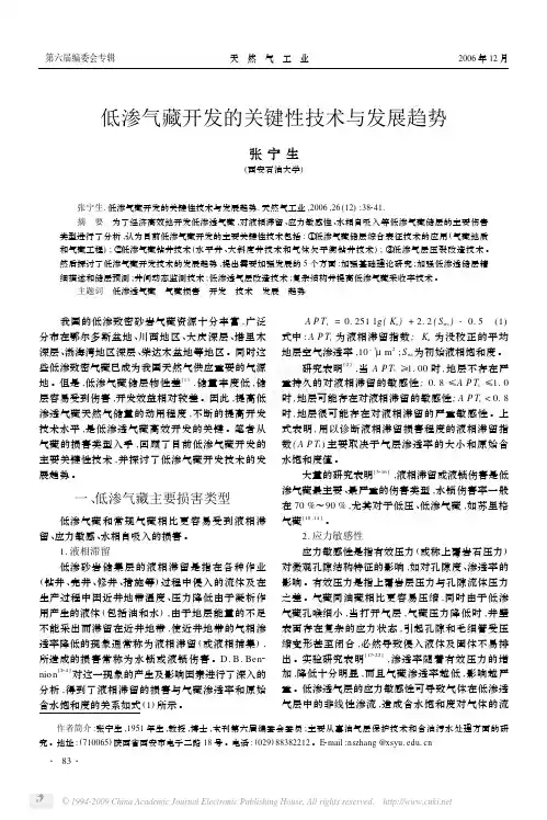 低渗气藏开发的关键性技术与发展趋势