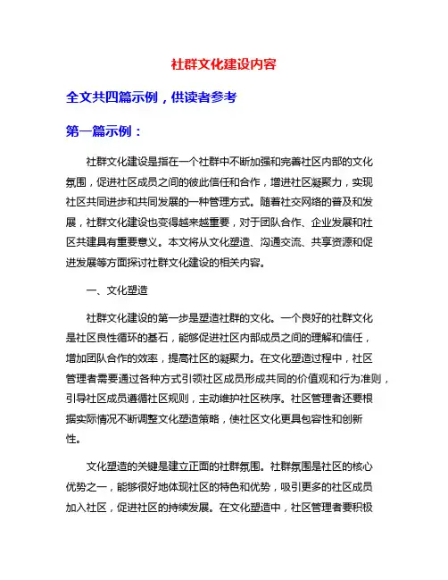 社群文化建设内容