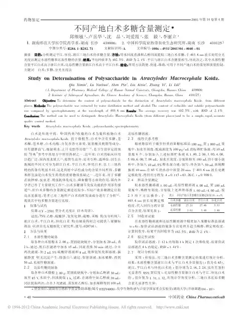 不同产地白术多糖含量测定