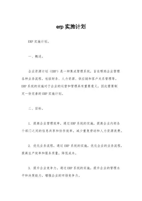 erp实施计划