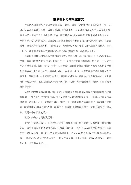 故乡在我心中永藏作文