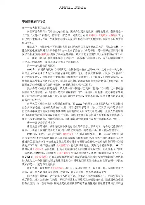 中国历史剧排行榜