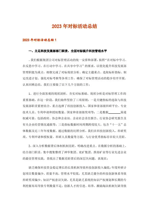 2023年对标活动总结
