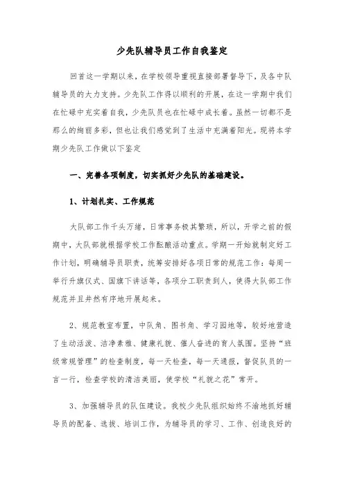 少先队辅导员工作自我鉴定（六篇）
