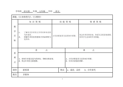 第1课时《江南春绝句》《玉楼春》