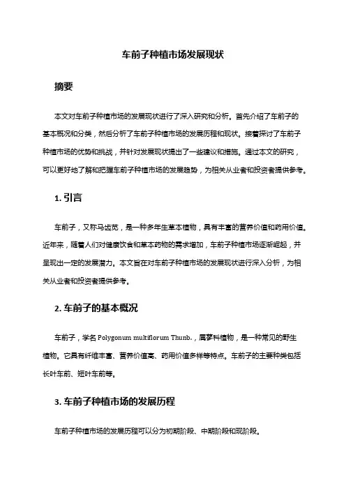 2024年车前子种植市场发展现状