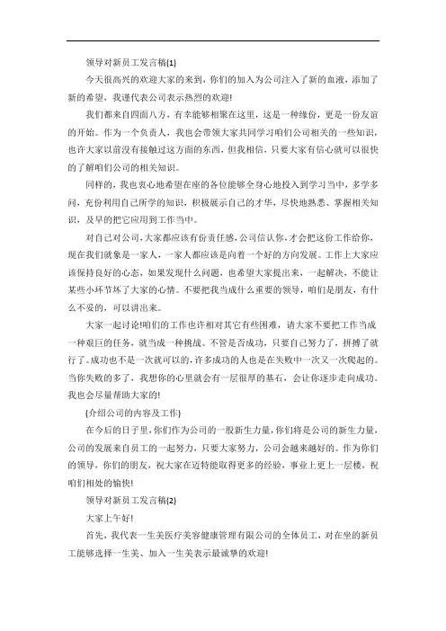领导对新员工发言稿5篇