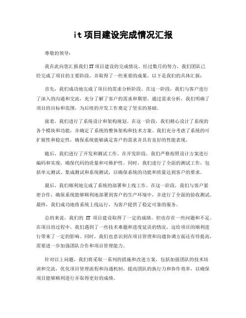 it项目建设完成情况汇报