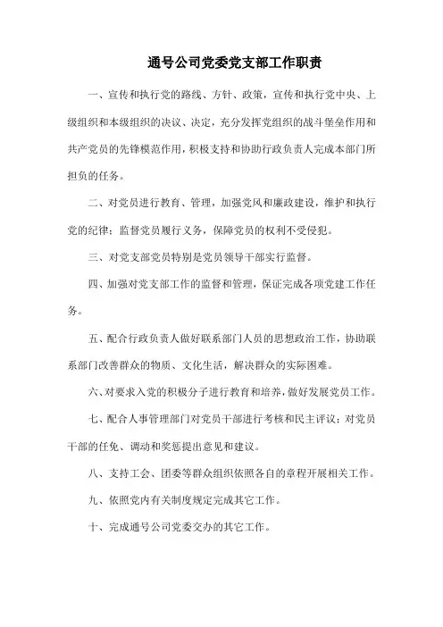 党支部工作职责