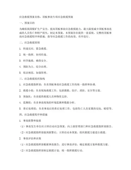 顶板事故专项应急救援预案