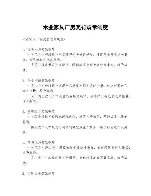 木业家具厂房奖罚规章制度