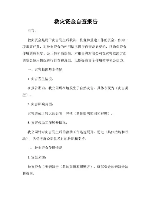救灾资金自查报告
