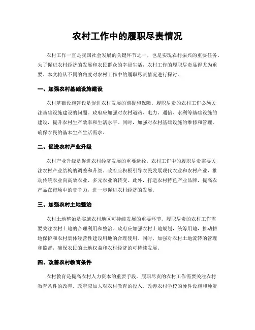 农村工作中的履职尽责情况
