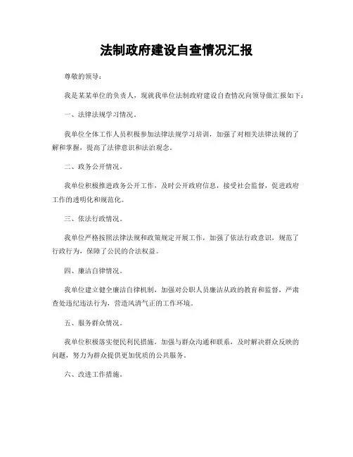 法制政府建设自查情况汇报