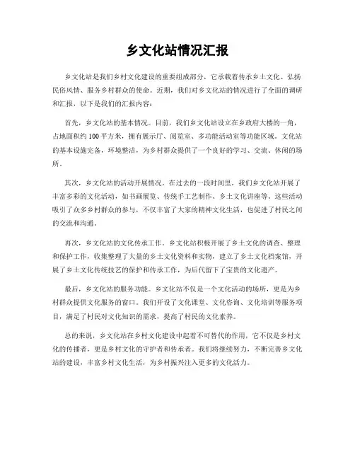 乡文化站情况汇报