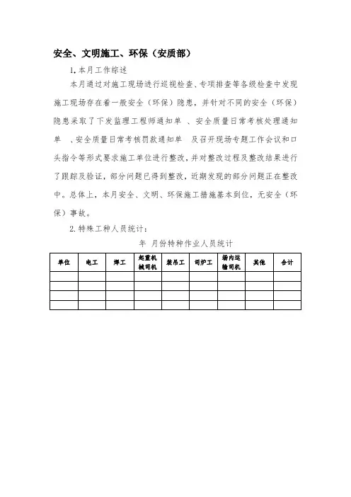 安全月报  模板
