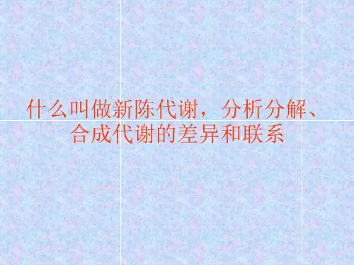 什么叫做新陈代谢,分析分解、合成代谢的差异和联系