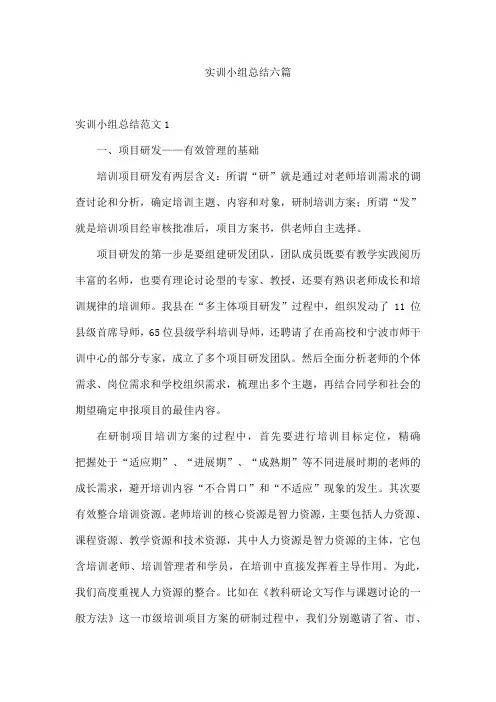实训小组总结六篇