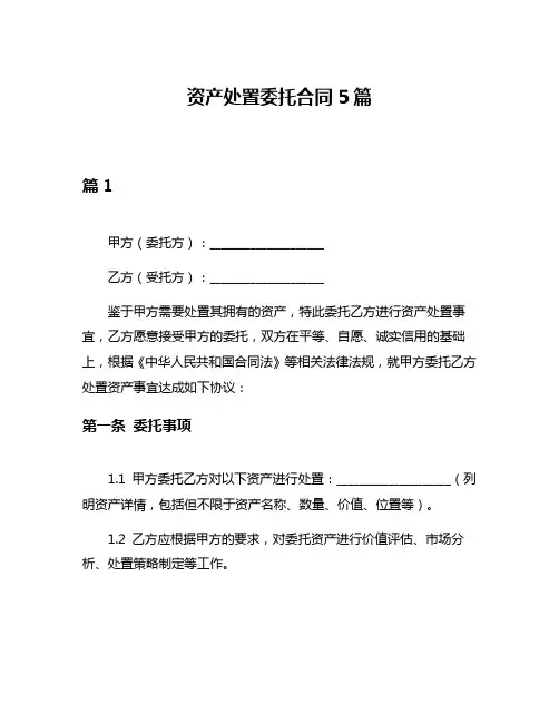 资产处置委托合同5篇