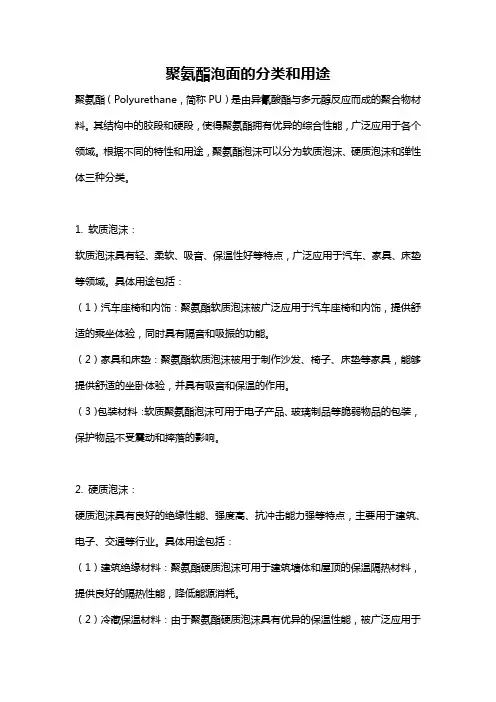 聚氨酯泡面的分类和用途