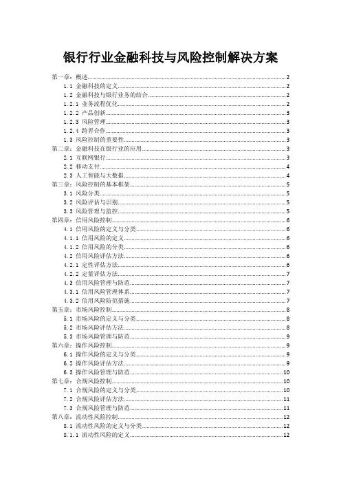 银行行业金融科技与风险控制解决方案