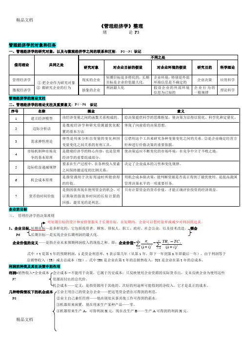 管理经济学_笔记(非常详细,绝对超值)教学文案