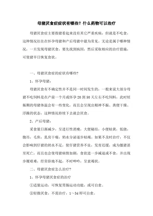 母猪厌食症症状有哪些？什么药物可以治疗
