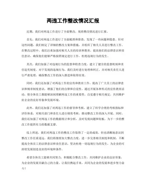 两违工作整改情况汇报
