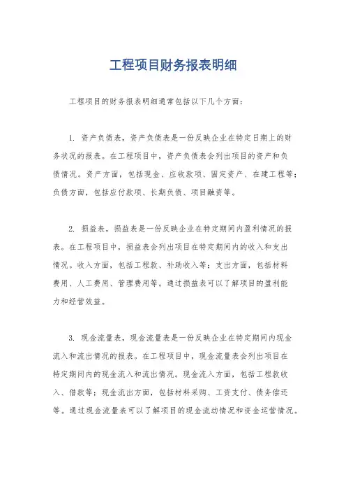 工程项目财务报表明细