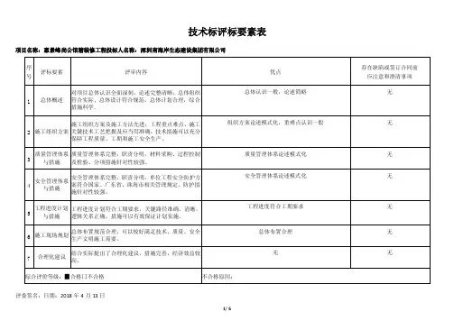 技术标评标要素表