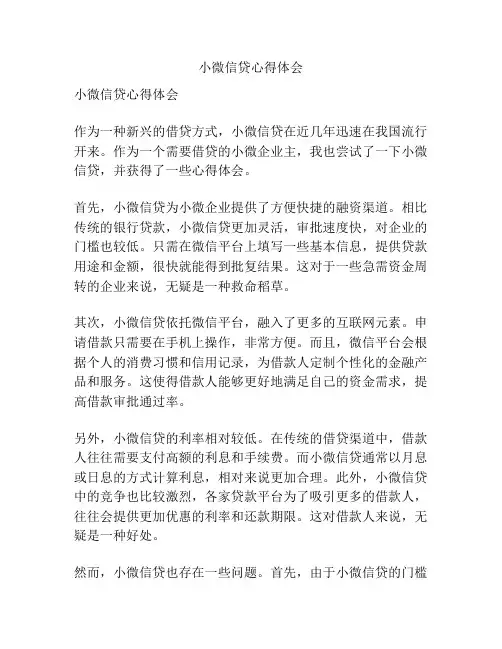 小微信贷心得体会