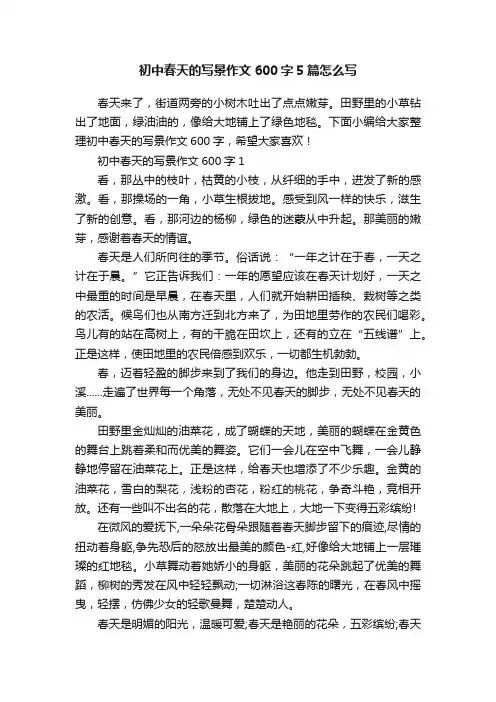 初中春天的写景作文600字5篇怎么写