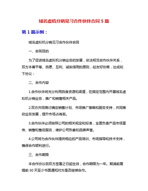 域名虚机分销见习合作伙伴合同5篇