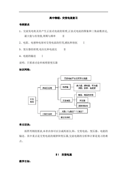 高中物理：交变电流复习