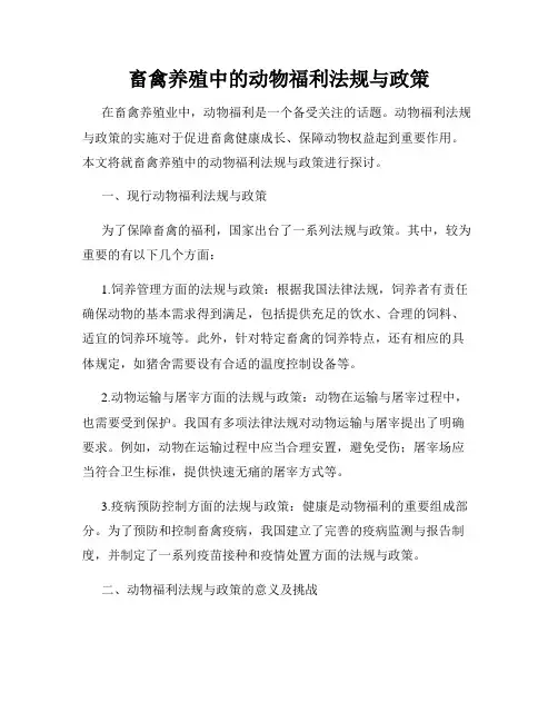 畜禽养殖中的动物福利法规与政策