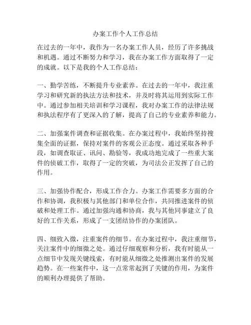 办案工作个人工作总结